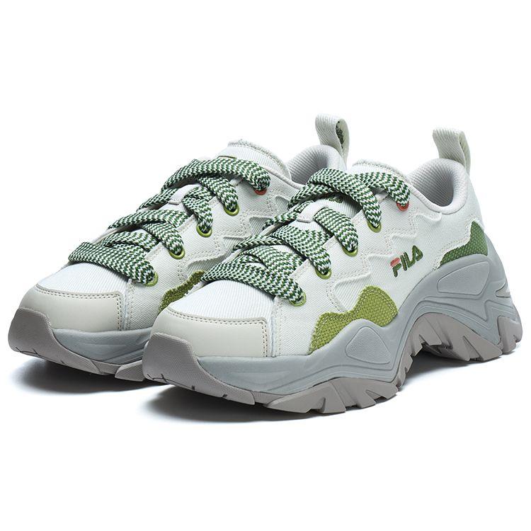 Fila Sofia Canvas Fishbone Shoes Simple Comfortable Low Top Sneakers Women Sneakers White Gray Green F12W321304FVE