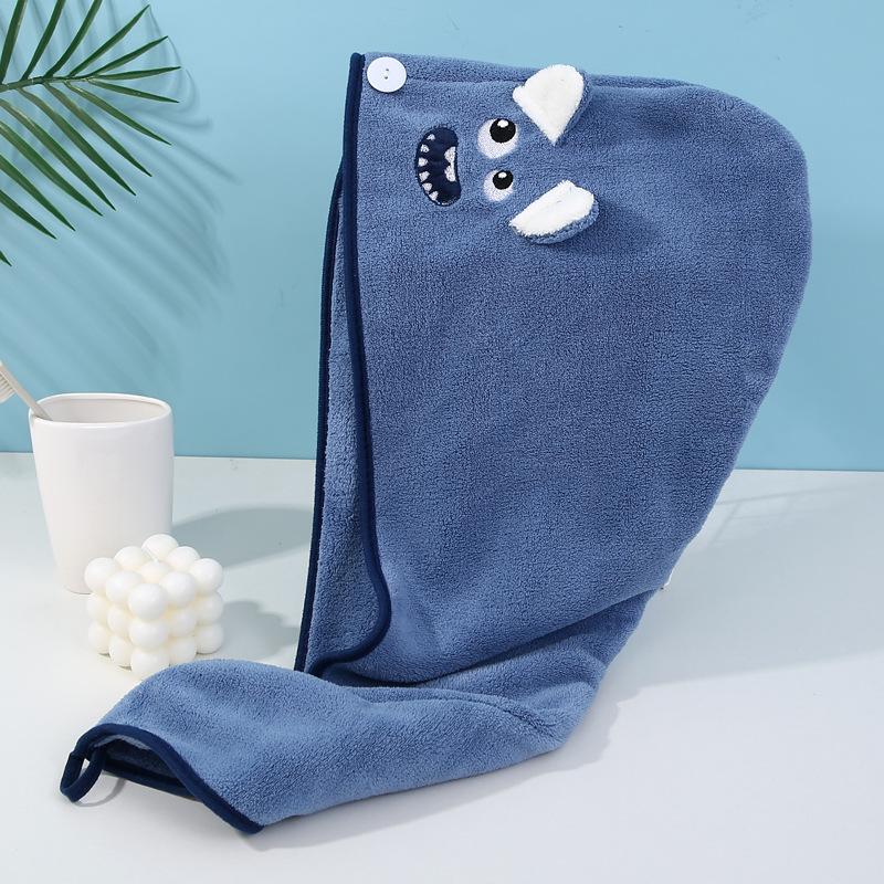 

Коралловая бархатная шляпа для сухих волос Little Monster, креативная INS Net, красная водопоглощающая повязка на голову, быстросохнущая утолщенная шапка для купания 25*65cm синий