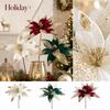 Artificial Christmas Flowers with Sequin Branches, Fabric Floral Arrangement for Christmas Holiday Decor