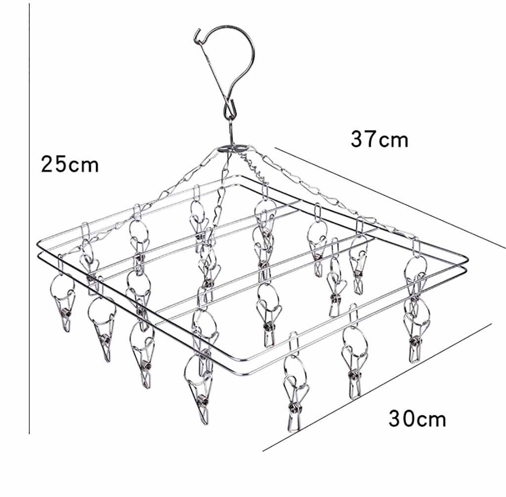 Clothes Hanger 20 Clips Stainless Steel Fasteners Clothes Drying Rack Hanger