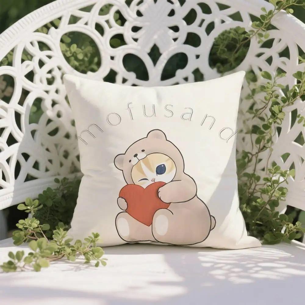 Kawaii Cat Cushion Cover Cute Pillow Cover Cartoon Animal Peach Skin Throw Pillow Case For Kids Room Bedroom Home Decor 40X40