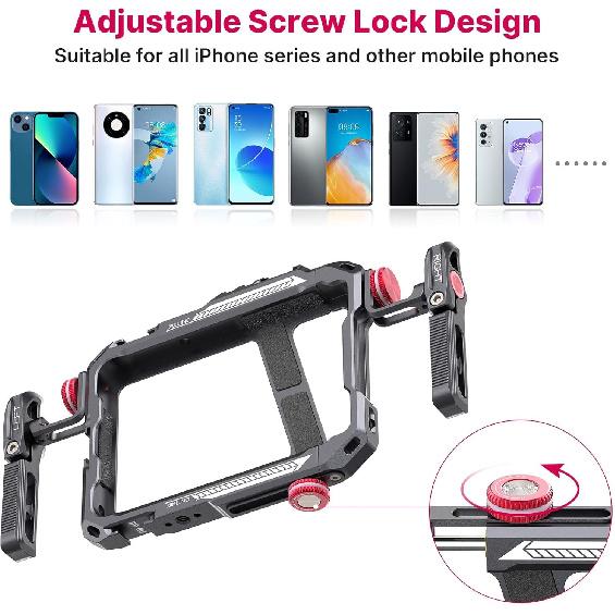 ULANZI Smartphone Video Rig with Handle, LINO Filmmaking Case Aluminum Alloy Phone Video Stabilizer Grip Tripod Mount for Video Maker Videographer