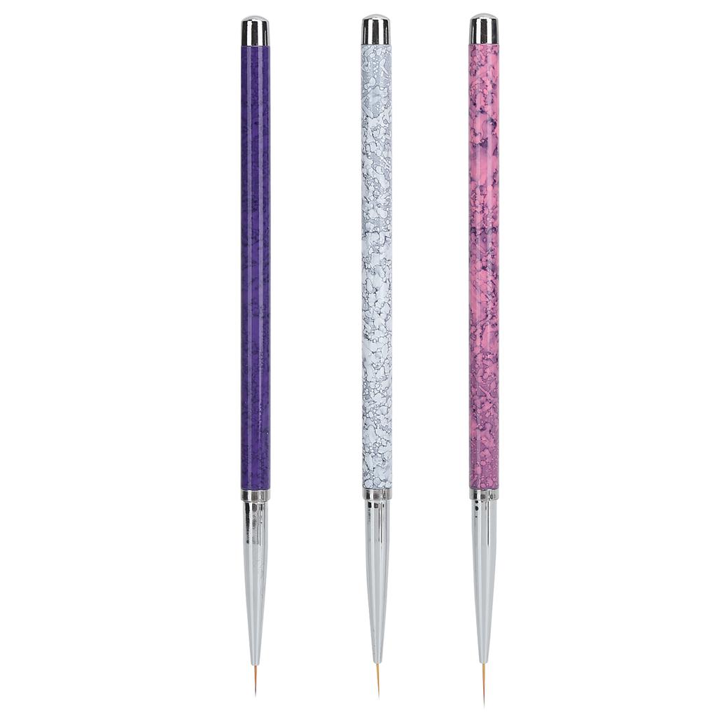 3pcs Nail Art Liner Brushes Nail Painting Drawing Design Brush Set (Marbling Handle)