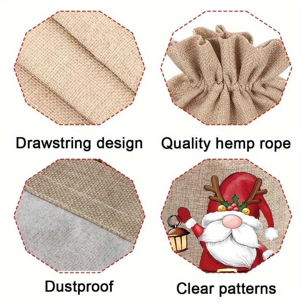 12PCS Christmas Linen Gift Bag Set, Santa Drawstring Bag, Perfect for Holiday Party Gifts and Jewelry Storage, Perfect for Christmas