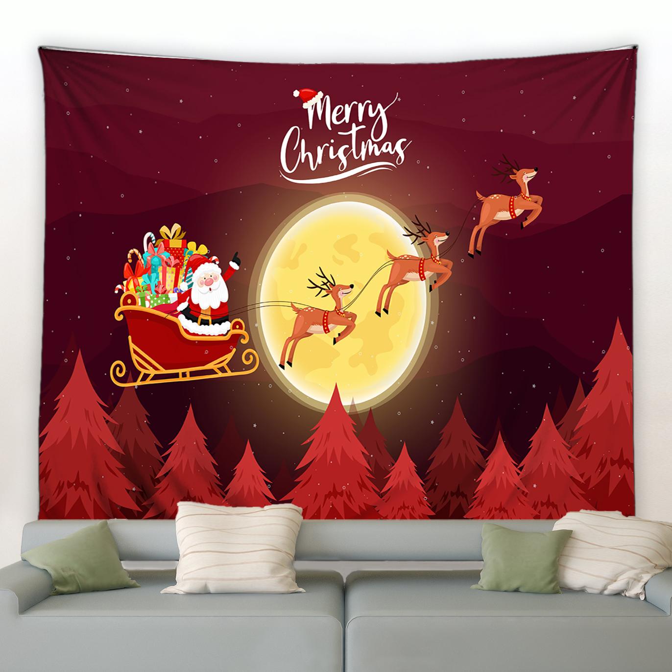 

Гобелен для домашнего декора, Санта-Клаус, олень, снеговик, компаньон, рождественская елка, украшение с принтом, гобелен 100x75cm