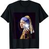 Girl with a Pearl Earring Taking Selfie by Johannes Vermeer T-Shirt