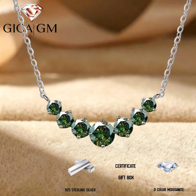 2.8CT Total Moissanite Necklace Elegant Sterling Silver Neck Jewelry Decoration Gift for Proposal Engagement Birthday Gift