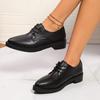 Fashion Women's Black Lace Up Oxfords Classic Pointed Toe Platform Pumps for Women Spring Plu Size Lady Office Pu Leather Shoes Mujer