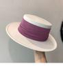New Fedoras Women's Hat Flat Top Cap French Elegant Straw Hat Fedora Pearl Chain Hat Travel Beach Hat Panama Wide Brim Hat