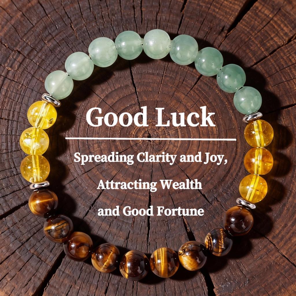 Festive Gifts Green Aventurine Citrine And Tiger Eye Beaded Bracelet Warm Fashion Jewelry For Men And Women Daily Wear Simple Versatile Accessory