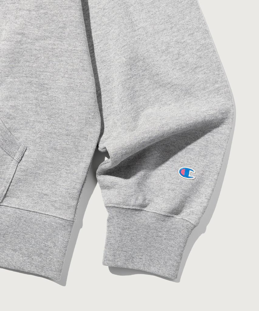 Champion Heritage Logo Loose Fit Zip-Up Hoodie Grey