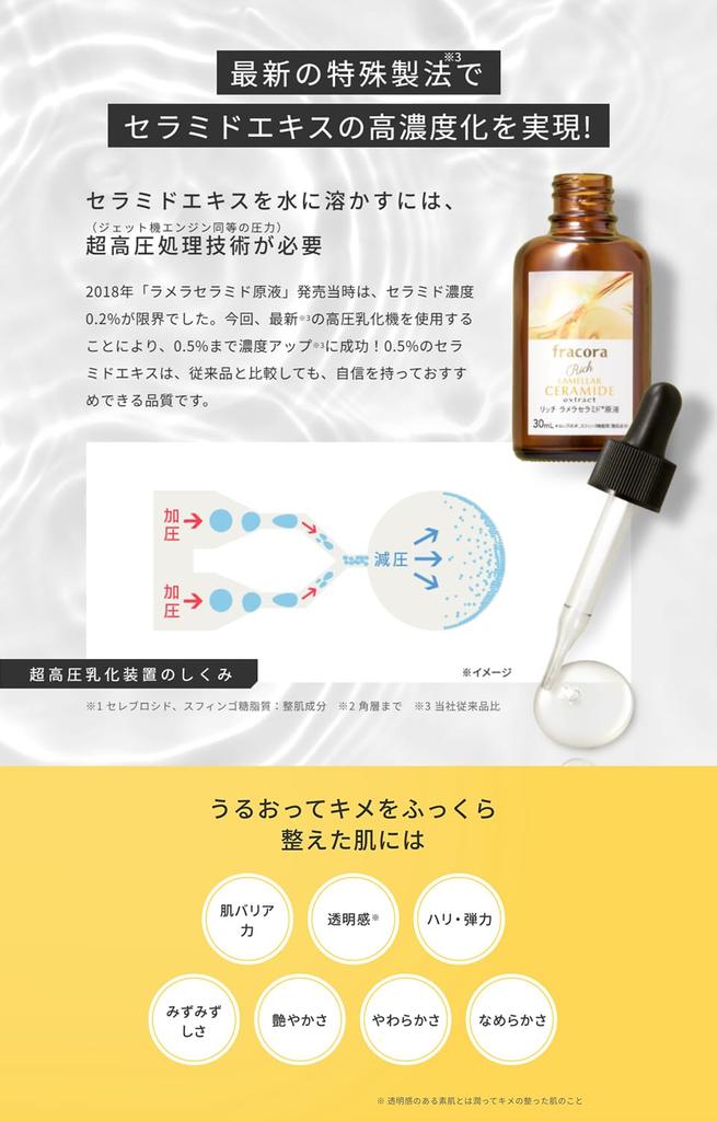 Rich Lamellar Ceramide Ceramide Fracora Essence, 30mL, Essence, Face, Women, Men,