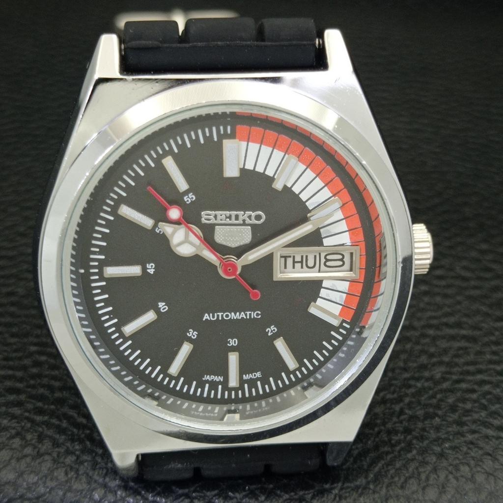 SEIKO 5 AUTOMATIC VINTAGE REFURBISHED 6309A JAPAN MENS BLACK WATCH a440782-4 Sk-a440782