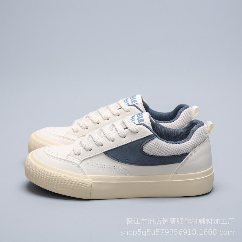 Trend Hong Kong style low-top leather casual board shoes men's new non-slip and wear-resistant sports trendy shoes comfortable soft-soled white shoes
