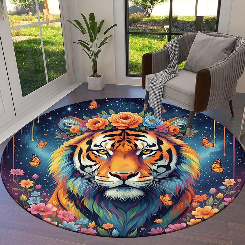 Liquidpaintanimals Round Area Rug,Carpet Rug for Living Room Bedroom Sofa Playroom Decor,Non Slip Floor Mat