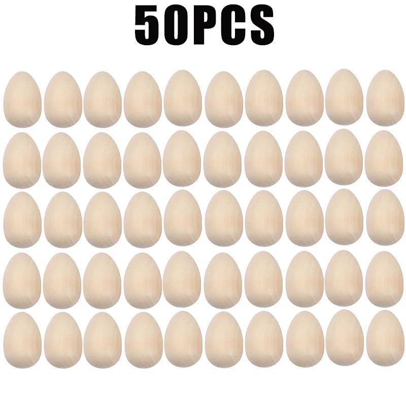 Realistic Wooden Easter Eggs DIY Graffiti Simulated Egg Handmade Holiday Decor Craft for Home Festival Design
