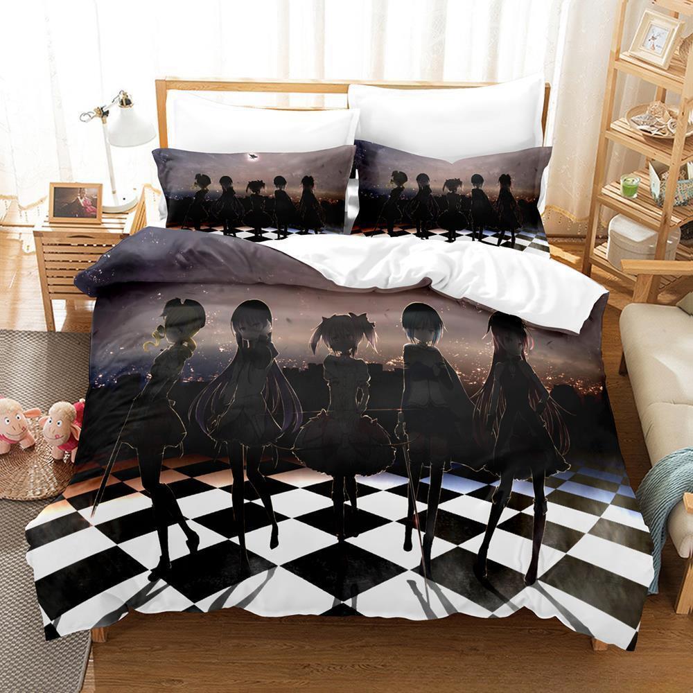 New 3D Kawaii Girl Anime Puella Magi Madoka Magica Bedding Set Cartoon Anime three-piece set Adult Kid Bedroom Duvet cover Sets