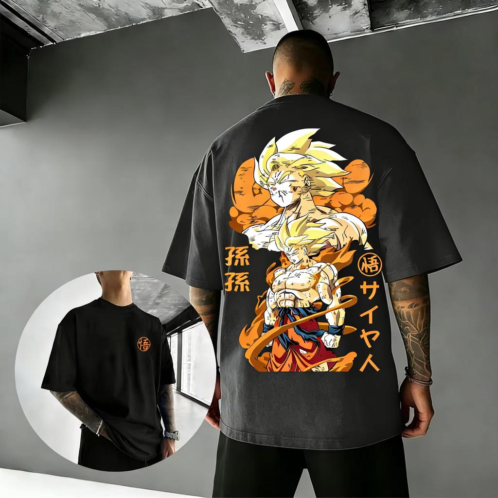 Dragon Ball Trendy hot items Anime Cotton Tshirt Summer New Super Saiyan Printed Mens and Womens Street Hip Hop Casual Top