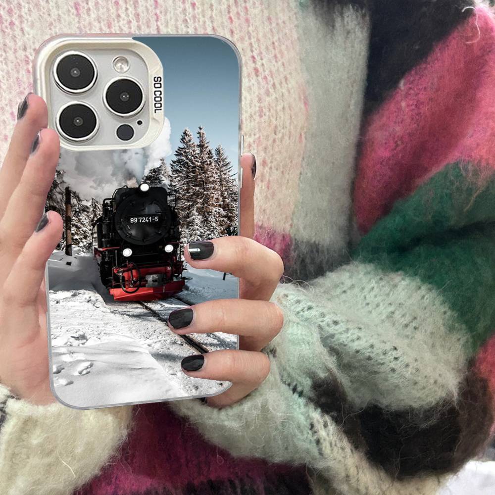Train Railway Travel Colorful Silver Cover Phone Case For IPhone 17 16 Pro Max 15 Pro 14 Plus 11 12 13 X XS Max XR