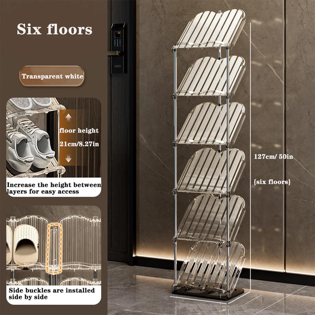 Multi-Layer Household Shoe Storage Rack Transparent Stackable Shoe Rack Easy To Install Space-Saving Shoe Cabinet for Apartment