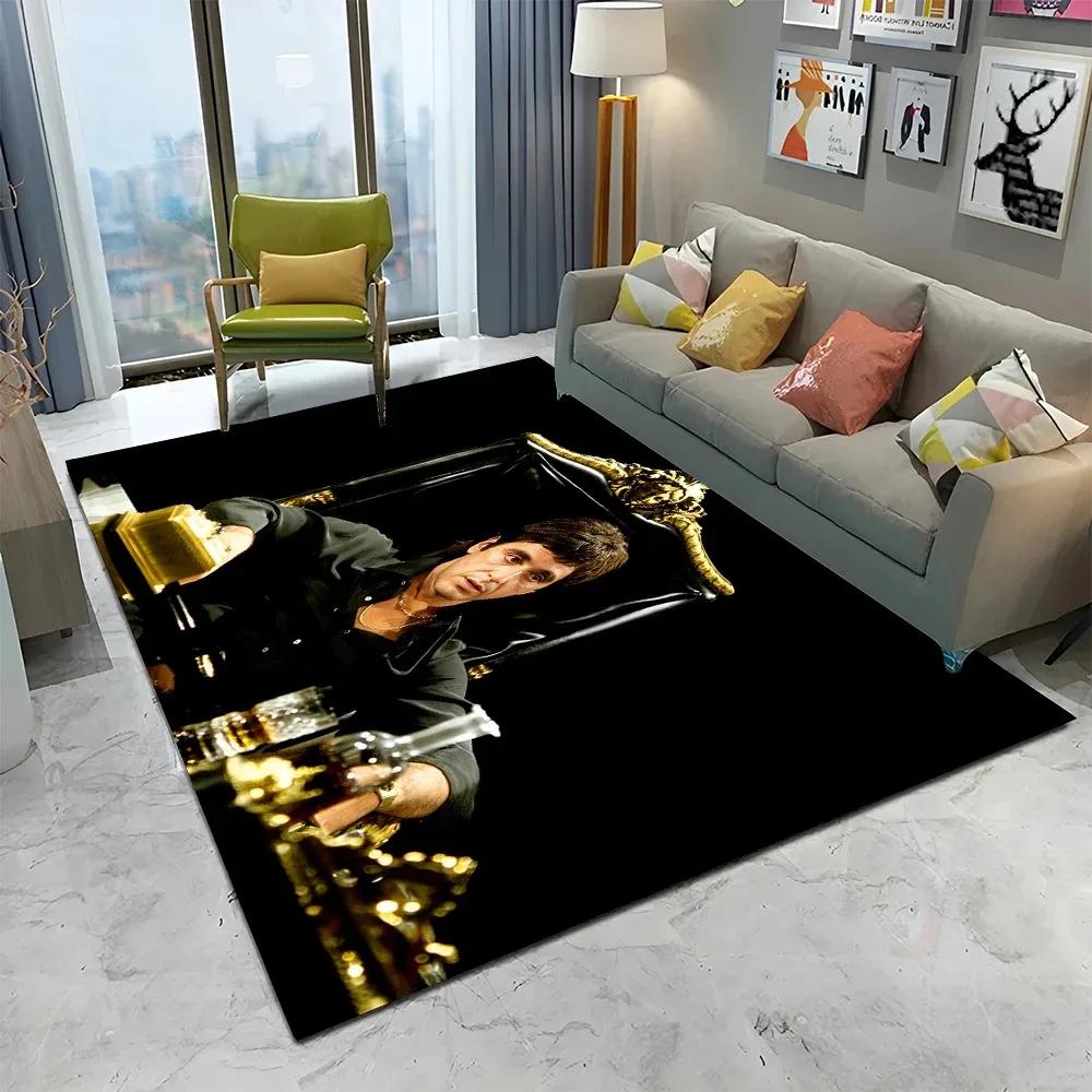 Film 3D Scarface Soggiorno Camera da Letto Divano Zerbino Decorazioni per la Casa Tappeto Antiscivolo Pavimento Salotto Tappeto Grande Area Tappetino Cucina Lavabile