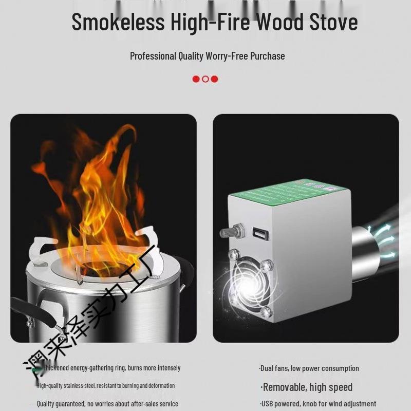 Portable Outdoor Wood & Gas Camping Stove - Smokeless, Eco-Friendly, Household Use