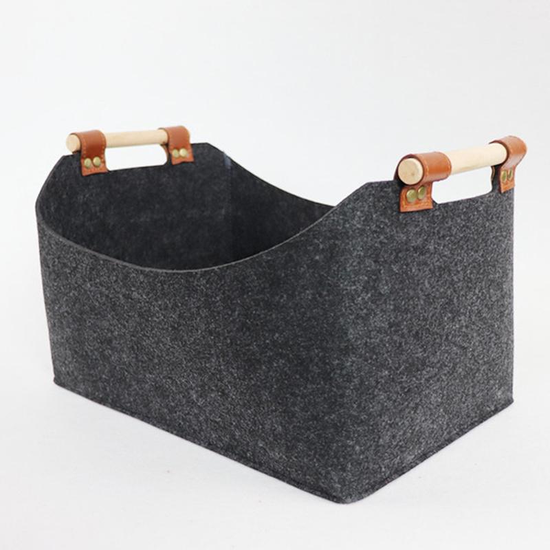 Серая фетровая корзина для хранения с ручкой шкаф для спальни одежда для хранения игрушек темно-серого 929₽
