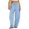 2026 Womens Striped Pleated Drawstring Wide-Leg Casual Pants Relaxed Fit Comfortable Cotton-Blend Trousers