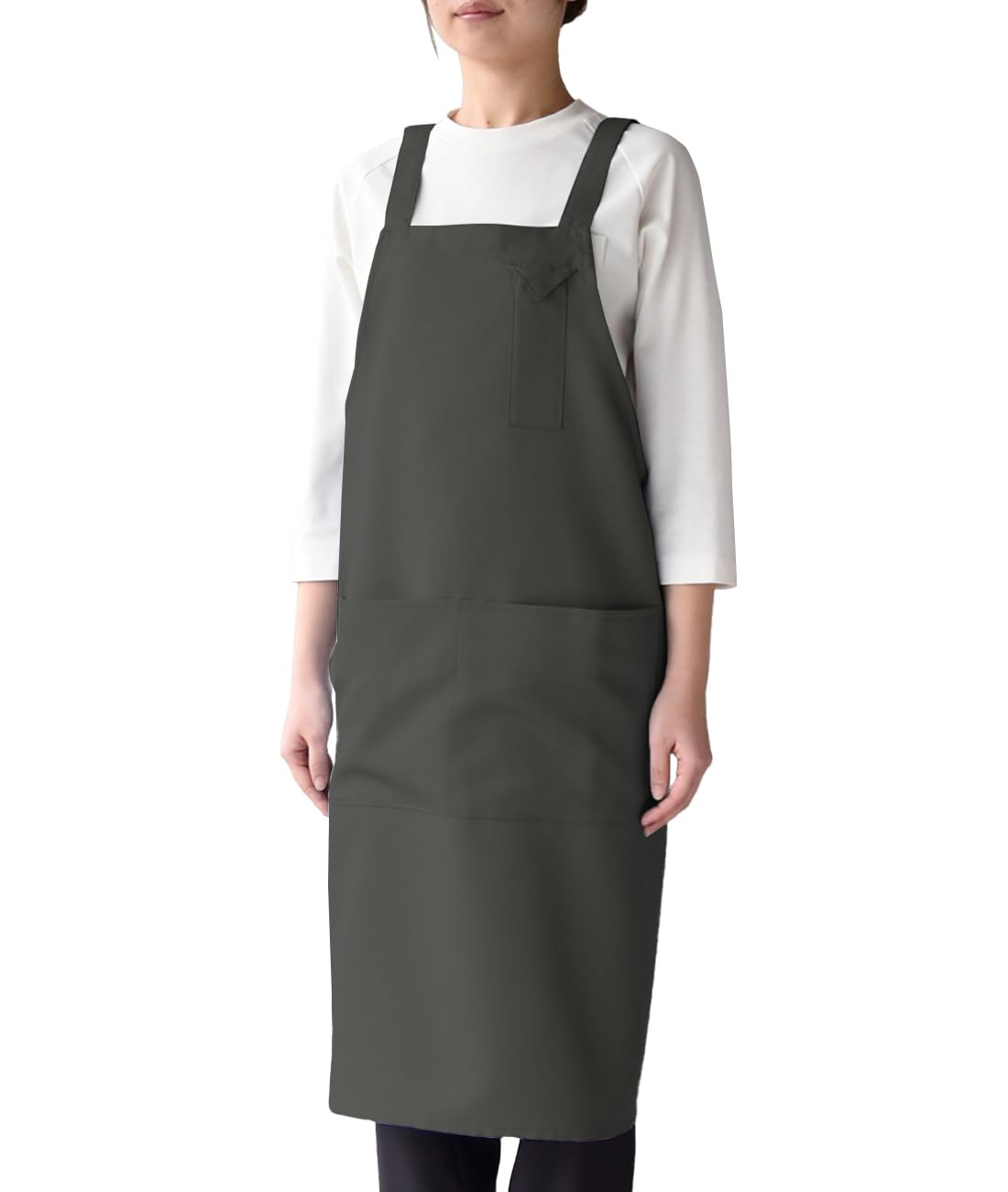[Seven Uniform] CT2354-8 Bib Apron, Charcoal Gray, Size L