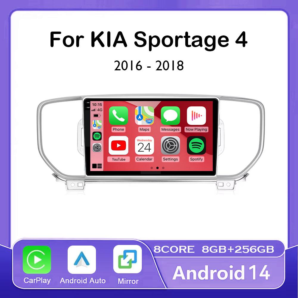 

9 Android 14 Car Radio Carplay For Kia Sportage 4 QL 2016 2017 2018 2019 Navigation GPS Multimedia Player stereo wifi+4G Auto