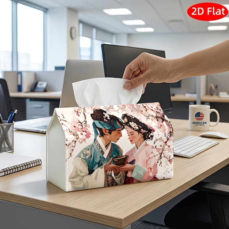2D Flat, 1pc Tissue Box, Printed on Both Sides, Abstract Marble Tissue Holder, Fluid Stone Texture Design, Perfect for Decorative Storage During. Suit