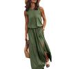 Summer New Women's Imported Dresses Round Neck Sleeveless A-Line Skirt High-Waisted Casual Work Commute Maxi Dress
