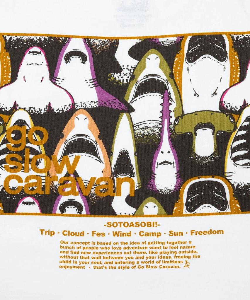 [go slow caravan] 351902 USA/C Square Logo Back Print Long Sleeve T-Shirt, White, Size L