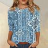 Women's Casual Loose Fit Top Three Quarter Sleeve Blouse with Fashion Printed Pattern Lightweight Comfortable Fabric