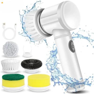 5in1 Brush Electric Spin Scrubber Bathroom Cleaning Brush Power Scrubber with 5 Replaceable Brush Heads Electric Cleaning Brush