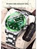 Men's Green Water Ghost Quartz Watch with Calendar & Steel Band