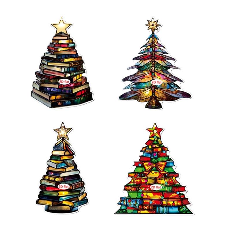 Pack of 4 Shatterproof Christmas Tree Ornaments with Hanging Cord for Indoor Outdoor Holiday Decorations