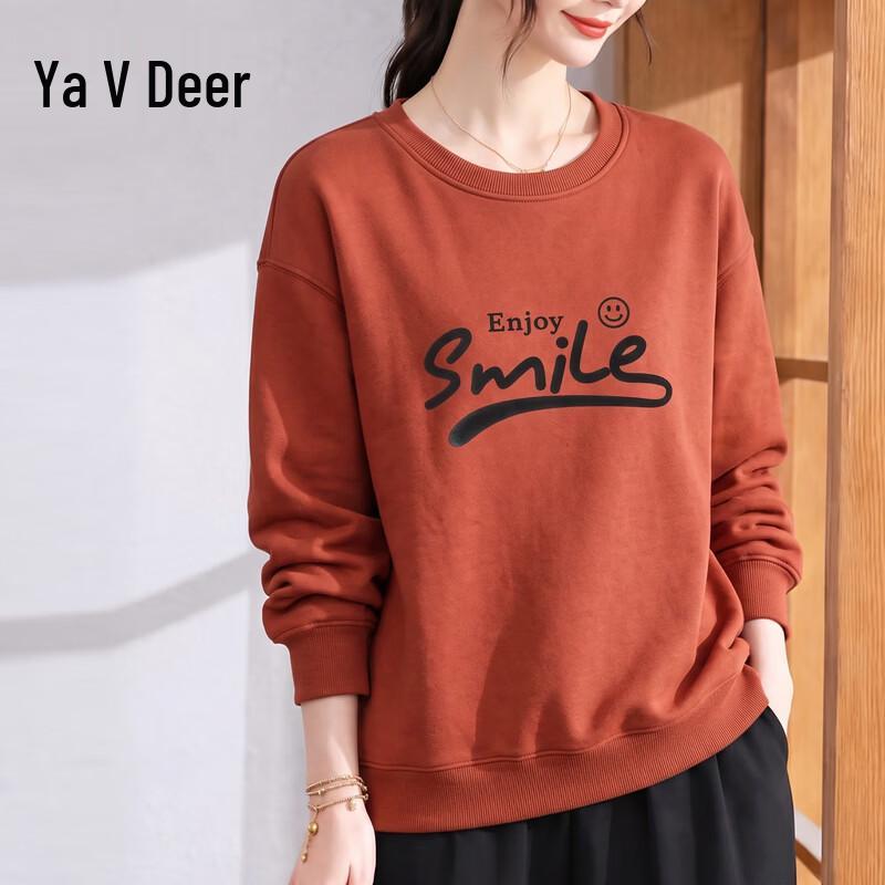 Yalu Women's Crew Neck Printed Long Sleeve Casual Sweatshirt