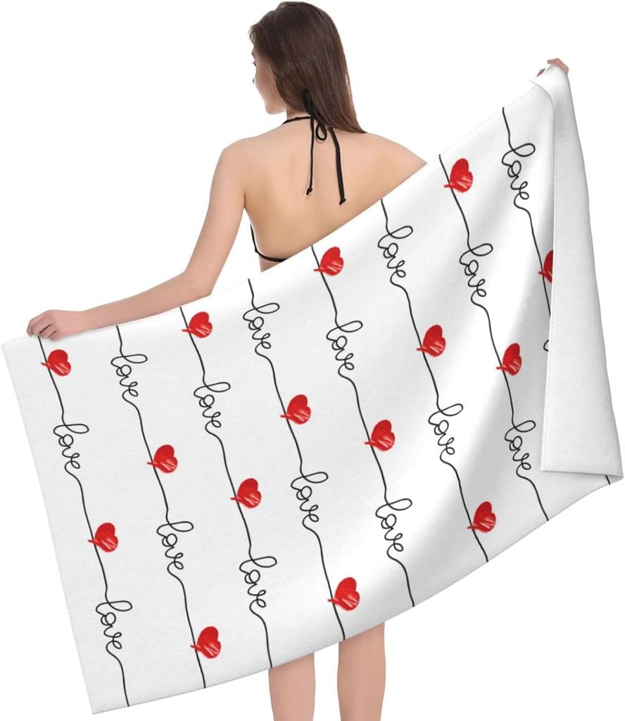 Saint Patrick's Day Lucky Clover Beach Towel, Green Shamrock Lightweight Bath Towels, Quick Dry Absorbent Microfiber Swim Yoga