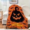 1pc Horror Pumpkin Print Blanket, Halloween Theme, Multi-Size Available, Autumn Thanksgiving Christmas Nap Blanket, Suitable for Living Room, Bedroom,