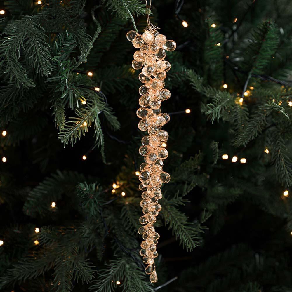 Artificial Glitter Christmas Branches Grape Christmas Crystal Pendant  DIY Craft