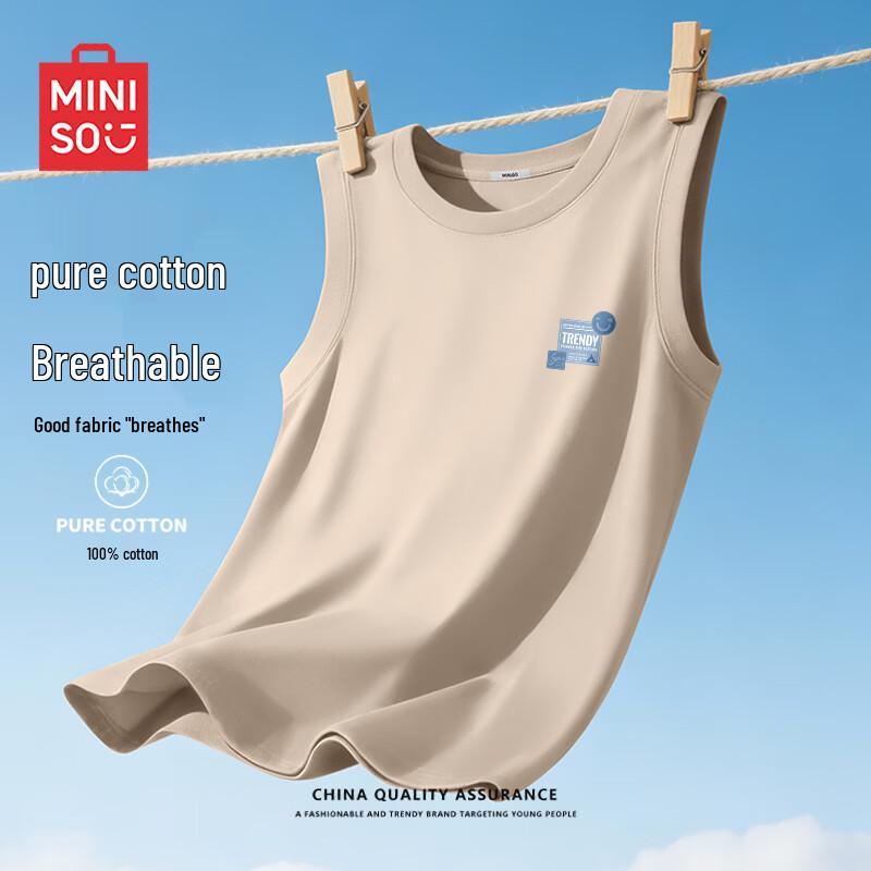 MINISO Men's Heavyweight Cotton Letter Print Sleeveless T-Shirt
