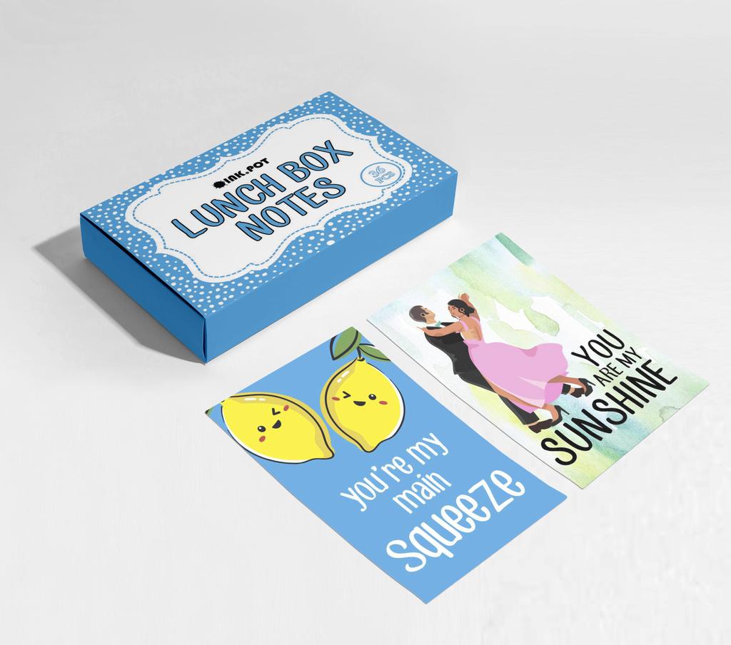 Inkdotpot Lunch Box Notes For Adults Teens, Motivation Inspiration Affirmation Cards, Pack of 36, Unique Assorted Designs (Mermaid
