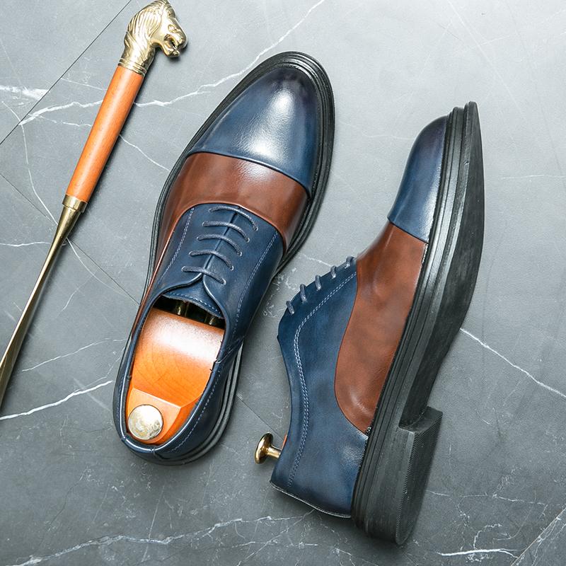 Fashion Mixed Colors Mens Dress Shoes Retro Male Leather Shoes Business Male Baroque Footwear Casual Mens Oxford Footwear