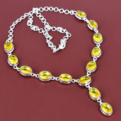 Collana di citrino sfaccettato collana di pietre preziose naturali gioielli decenti collana con catena regolabile in argento sterling 925 gioielli fatti a mano per regali