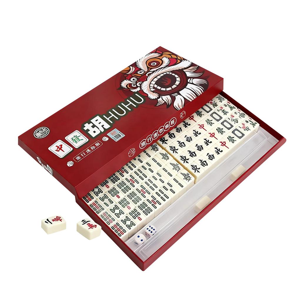 Portable Mahjong, Table Games Portable Travel Set 144 Pieces Chinese Mahjong Classic Traditional Chinese Dominoes Home Table Games