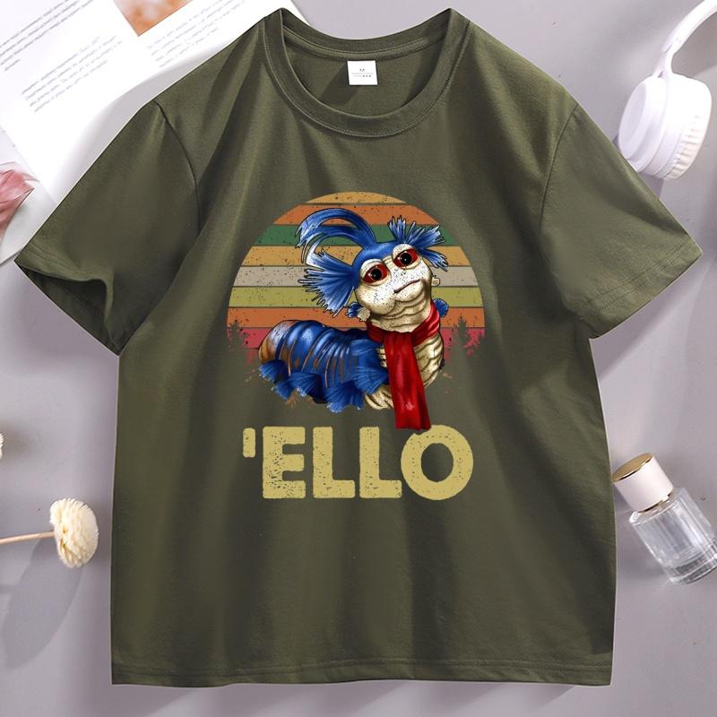 Funny Ello Worm Labyrinth Vintage T-Shirt Men Women Vintage Graphic T Shirt Casual Short Sleeve Round Neck Printed Tshirt Tops