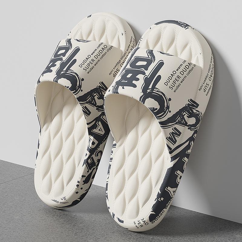 QYCKABY Men's Flip-flops Summer Slippers Printing Sandals Trend Anti Slip Shoes EVA Slippers Fashion Male Massage Beach Footwear