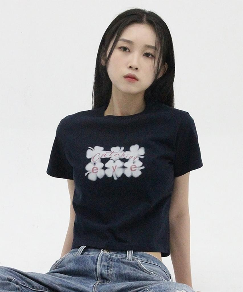 SUIBOM Catching Eye Crop T-Shirt - Navy