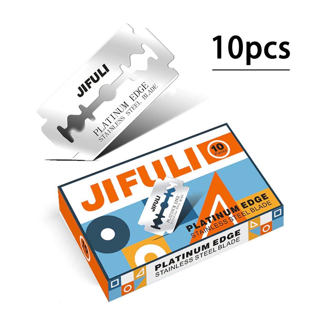 JIFULI Vintage Double Edge Stainless Steel Razor Blades, 50-Piece Manual Shaving Pack